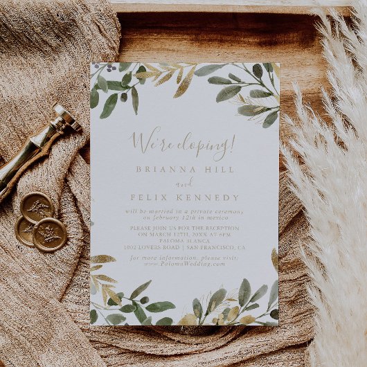Gold Greenery Herfst Elopement Kaart