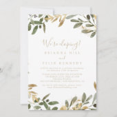 Gold Greenery Herfst Elopement Kaart (Voorkant)