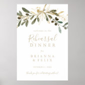 Gold Greenery Herfst Rehearsal Dinner Welcome Sign Poster (Voorkant)