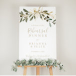 Gold Greenery Herfst Rehearsal Dinner Welcome Sign Poster<br><div class="desc">Dit gouden greenery herfst repetitief welkomstbord is perfect voor een moderne trouwrepetitie. Het ontwerp is kenmerkend voor artistiek groen en goudblad.</div>