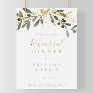 Gold Greenery Herfst Rehearsal Dinner Welcome Sign Poster