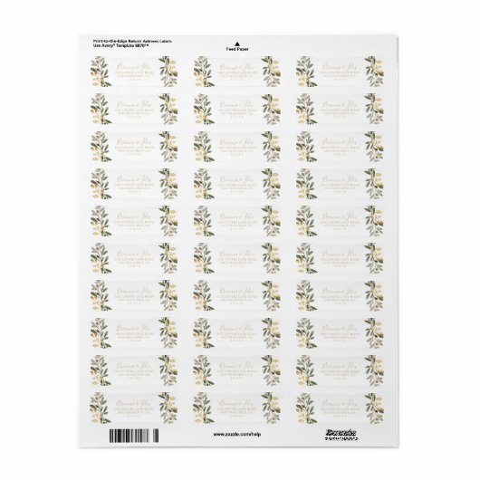 Gold Greenery Herfst Return Address Label (Full Sheet)