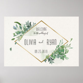 Gold Greenery Lijst Wedding Welcome Poster