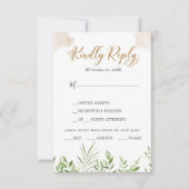 Gold Greenery Menu Keuze Huwelijk RSVP Kaart (Voorkant)