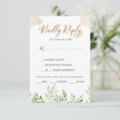 Gold Greenery Menu Keuze Huwelijk RSVP Kaart (Staand voorkant)
