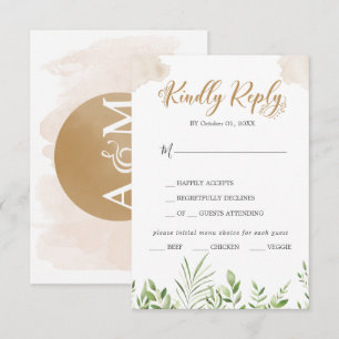 Gold Greenery Menu Keuze Huwelijk RSVP Kaart