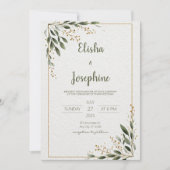 Gold Greenery Minimalist Leaf Lijst Wedding Kaart (Voorkant)
