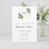 Gold Greenery Monogram Rehearsal Dinner Invitation Kaart (Staand voorkant)