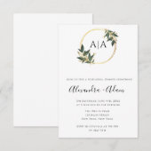 Gold Greenery Monogram Rehearsal Dinner Invitation Kaart (Voorkant / Achterkant)