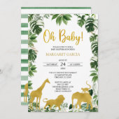  Gold Greenery Oerwoud Safari Animals Baby shower Kaart (Voorkant / Achterkant)