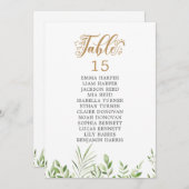 Gold Greenery Tafel Nummer Zitting Grafiek Kaarten (Voorkant / Achterkant)