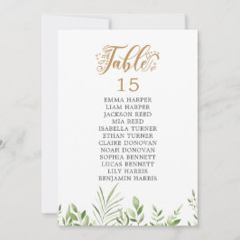 Gold Greenery Tafel Nummer Zitting Grafiek Kaarten