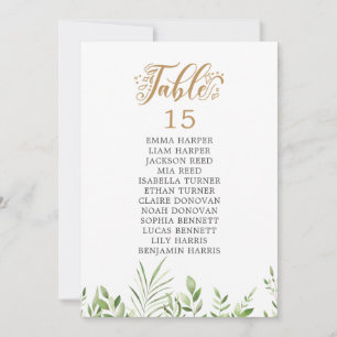 Gold Greenery Tafel Nummer Zitting Grafiek Kaarten