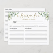 Gold Greenery Vrijgezellenfeest Recipe Kaarten (Voorkant / Achterkant)