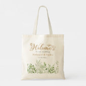 Gold Greenery Watercolor Wedding Welcome Tote Bags Bag (Achterkant)