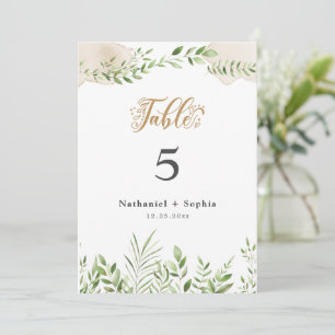 Gold Greenery Waterverf 5x7" Tafelnummer