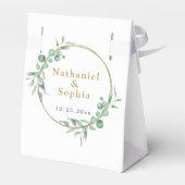 Gold Greenery Waterverf Eucalyptus Wedding Bedankdoosjes (Achterkant)