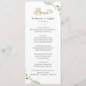 Gold Greenery Waterverf Trouwdiner Menu (Voorkant)