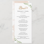 Gold Greenery Waterverf Trouwdiner Menu (Voorkant / Achterkant)