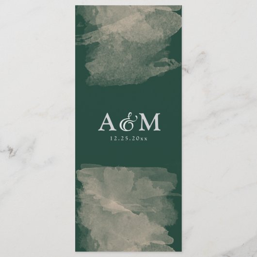 Gold Greenery Waterverf Trouwdiner Menu (Achterkant)