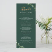 Gold Greenery Waterverf Trouwdiner Menu (Staand voorkant)