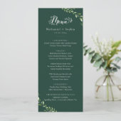 Gold Greenery Waterverf Trouwdiner Menu (Staand voorkant)