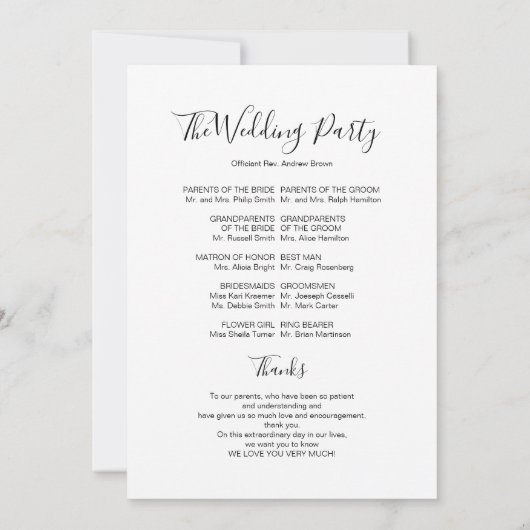 Gold Greenery Waterverf Wedding Ceremony Program Kaart (Achterkant)