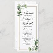 Gold Greenery Wedding Ceremony Program 4x9 Kaart (Voorkant / Achterkant)