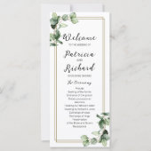 Gold Greenery Wedding Ceremony Program 4x9 Kaart (Voorkant)
