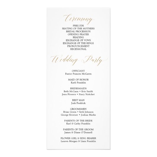 Gold Greenery Wedding Program - Ceremony Program Reclamekaart (Achterkant)