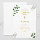 Gold Greenery Wedding Uitnodiging (Voorkant / Achterkant)
