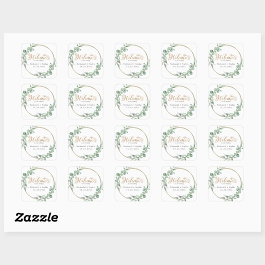 Gold Greenery Wedding Welkom Plein Sticker (Vel)