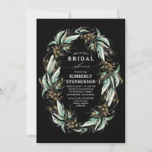 Gold Greenery Wreath Black Boho Vrijgezellenfeest Kaart (Voorkant)