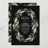 Gold Greenery Wreath Black Boho Vrijgezellenfeest Kaart (Voorkant / Achterkant)