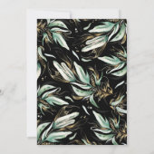 Gold Greenery Wreath Black Modern Engagement Party Kaart (Achterkant)