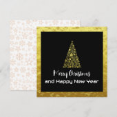 Gold Greeting Card Merry Christmas Happy New Year Feestdagenkaart (Voorkant / Achterkant)