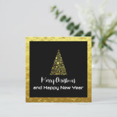Gold Greeting Card Merry Christmas Happy New Year Feestdagenkaart (Staand voorkant)