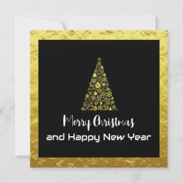 Gold Greeting Card Merry Christmas Happy New Year Feestdagenkaart