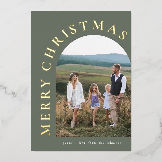 Gold Greeting Holiday Arch Folie Uitnodiging (Voorkant)