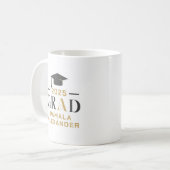 Gold Grey Afstudeerder Party Retro Typografie Koffiemok (Voorkant links)