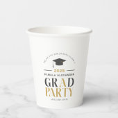 Gold Grey Afstudeerder Party Retro Typografie Papieren Bekers (Achterkant)