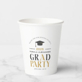 Gold Grey Afstudeerder Party Retro Typografie Papieren Bekers