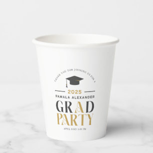 Gold Grey Afstudeerder Party Retro Typografie Papieren Bekers