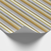 Gold Grey Beige Horizontale Stripes Wrap Papier (Hoek)