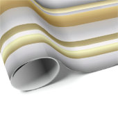 Gold Grey Beige Horizontale Stripes Wrap Papier (Rol Hoek)