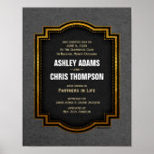 Gold Grey Black Alternative Wedding Certificate Poster (Voorkant)