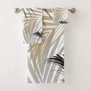 Gold Grey Black Palm Leaves Dream - Cali Summer Vi Bad Handdoek