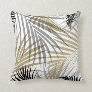 Gold Grey Black Palm Leaves Dream - Cali Summer Vi Kussen