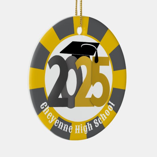 Gold Grey Class of 2025 (Naam toevoegen) Afstudere Keramisch Ornament (Rechts)