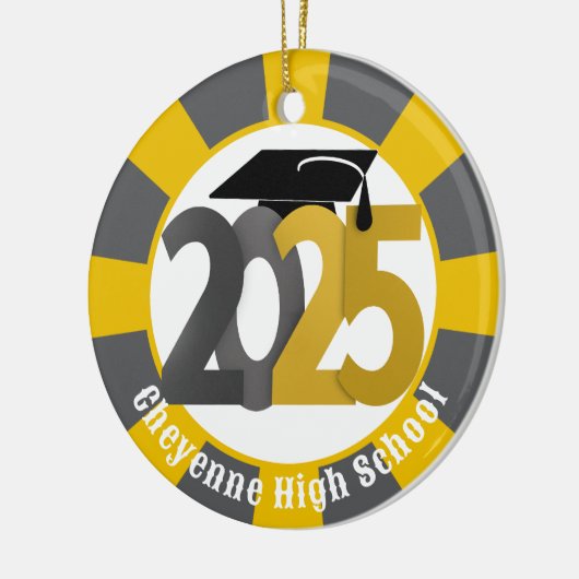 Gold Grey Class of 2025 (Naam toevoegen) Afstudere Keramisch Ornament (Links)